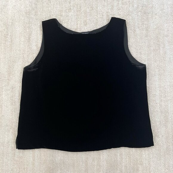 Eileen Fisher Black Silk Velvet Sleeveless Blouse Tank Top L - Picture 1 of 8